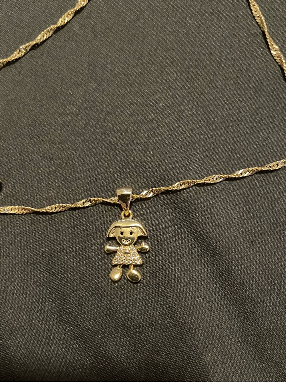 New - 14k gold finish Singapore necklace w/pendant (set)